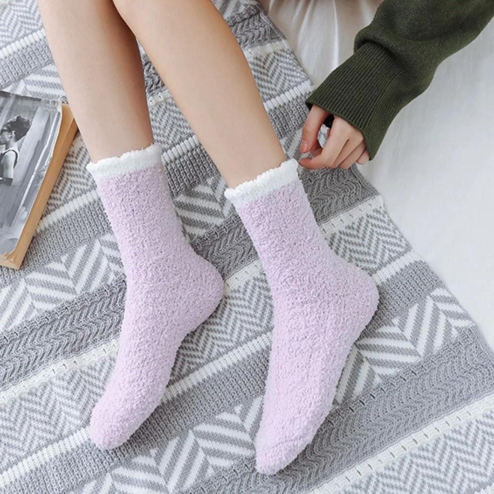 6Pairs Thicken Coral Fleece Socks Warm Sleeping Socks Women Sweet Winter Floor Socks  Girls