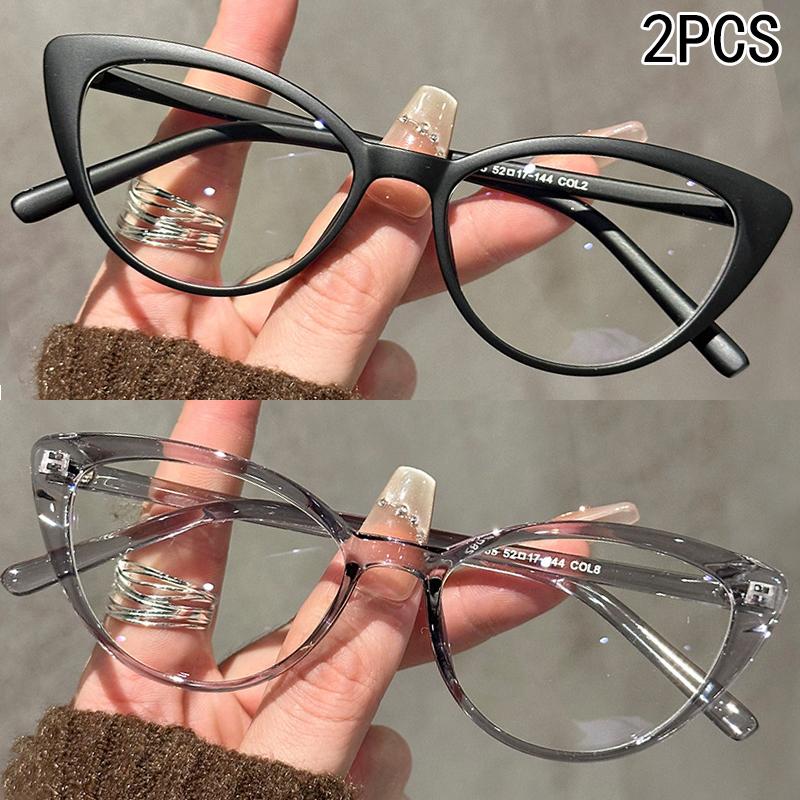 

2PCS New Cat Eye Frame Anti-blue Light Flat Light Mirror Fashionable High-end Personalized Glasses Frame JH3093