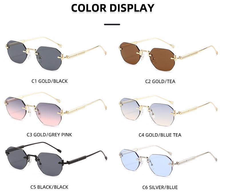 Sleek Rimless Cut-Edge Sunglasses - Stylish Women's Street Style & Sun Protection