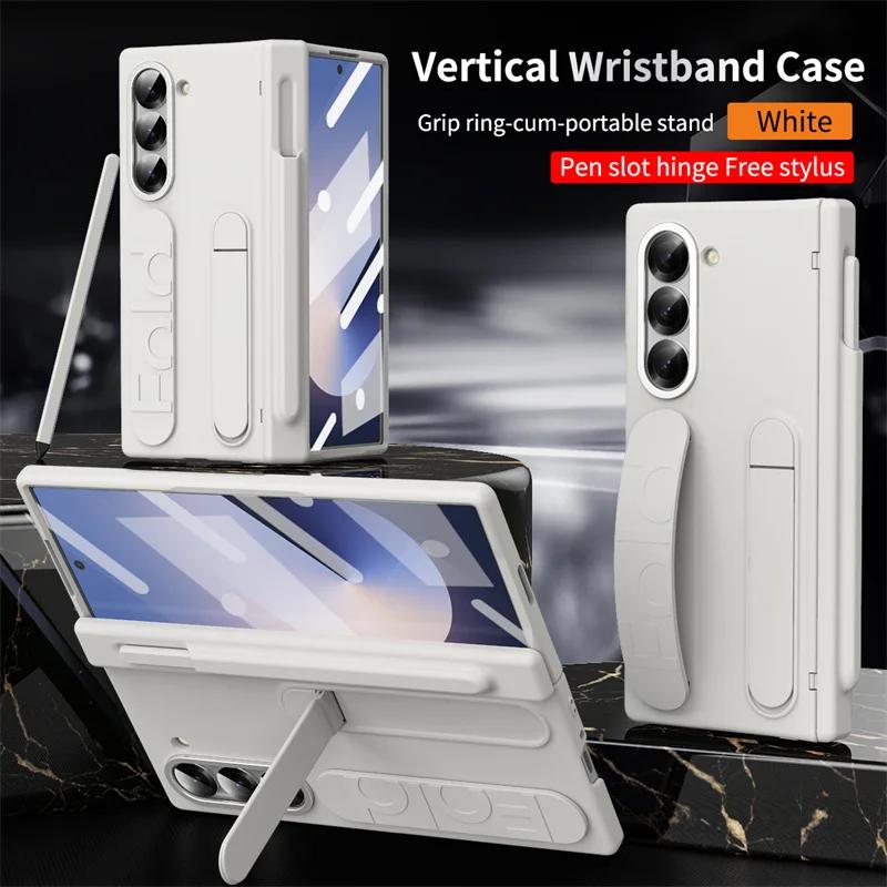 Pulseira Antiperda Business Suporte Oculto Capa Dobrável para Celular para Samsung Galaxy Z Fold 8 7 6 5 4 3 Proteção de Tela Capa Anti-queda