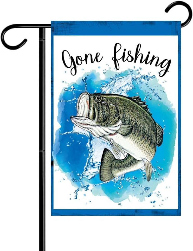 Gone Fishing Double-Sided Garden ag 12x18 Fall Yard Decor, Outdoor Garden Welcome ag for Lawn, Farm and Patio Banner LLO LLX