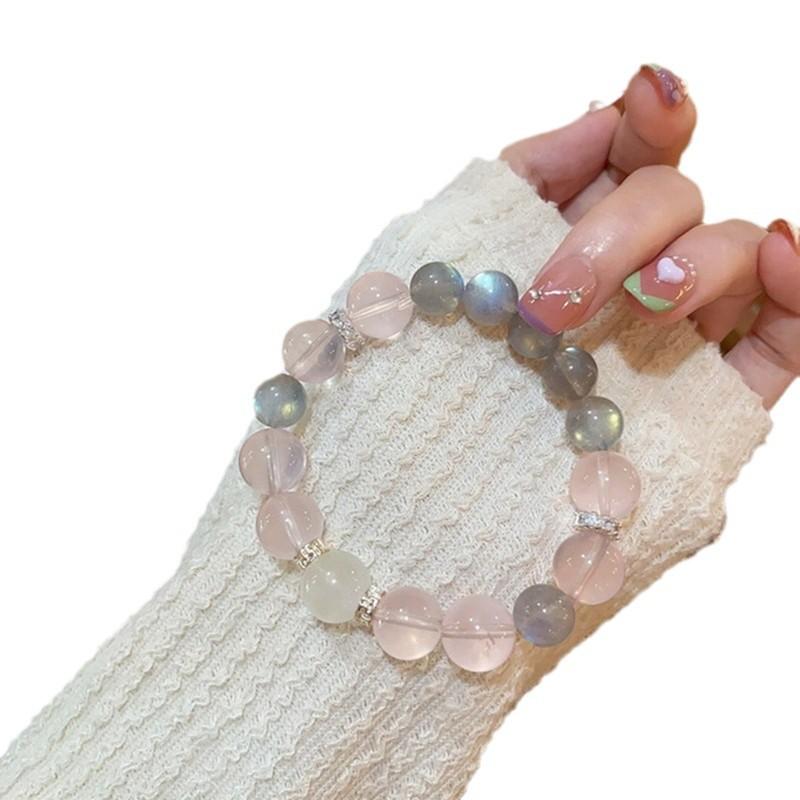 Ximang Crystal Duobao 12mm Bracelet Strawberry Moonstone Rubber Flower Fashion Versatile