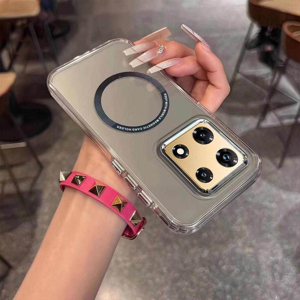Case for infinix NOTE 30 Pro 4G Minimal Semi-Transparent Magnetic Casing Raised Electroplated Lens Bezel Anti-Slip Drop Resistant Protective Shell