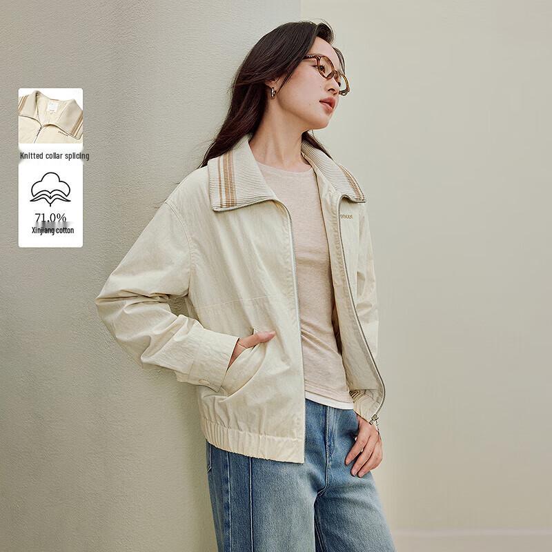 

INMAN Women s Faux Two-Piece Spliced Jacket with Knitted Collar S