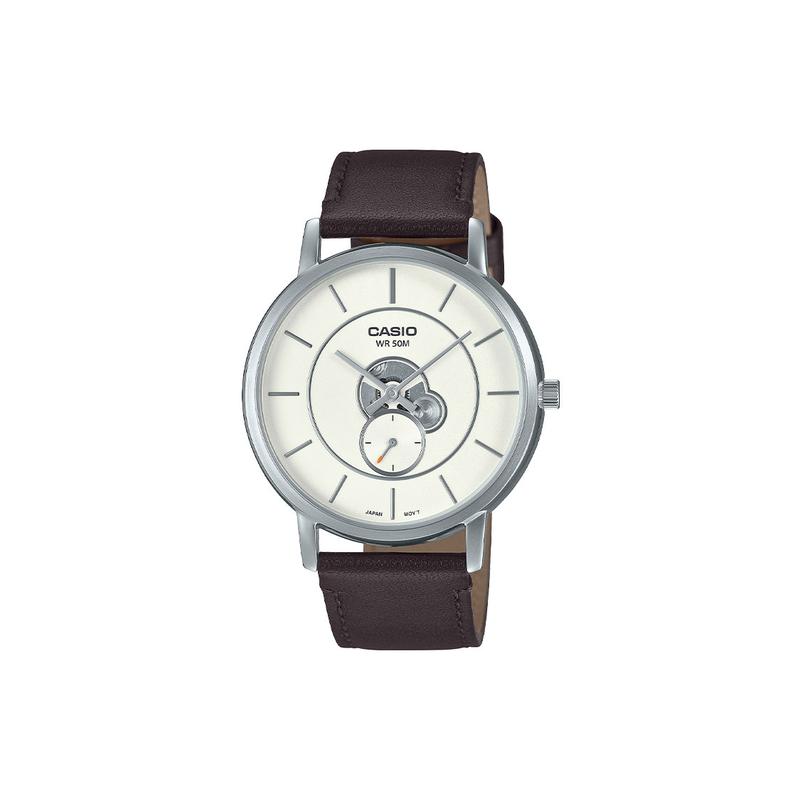 

Casio STANDARD Series Electronic Movement Leather Strap Japanese and Korean Watch Men s Watch White Dial MTP-B130L-7AV белый