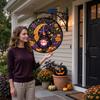 Halloween Wall Light Outdoor Round Decor with Pumpkin Moon Patterns for Front Door Porch Patio Decoration