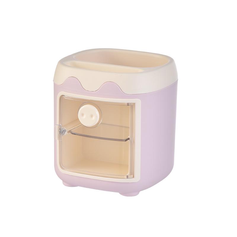 Rotatable Transparent Cartoon Pen Holder - Cute & Simple Desk Organizer for Students