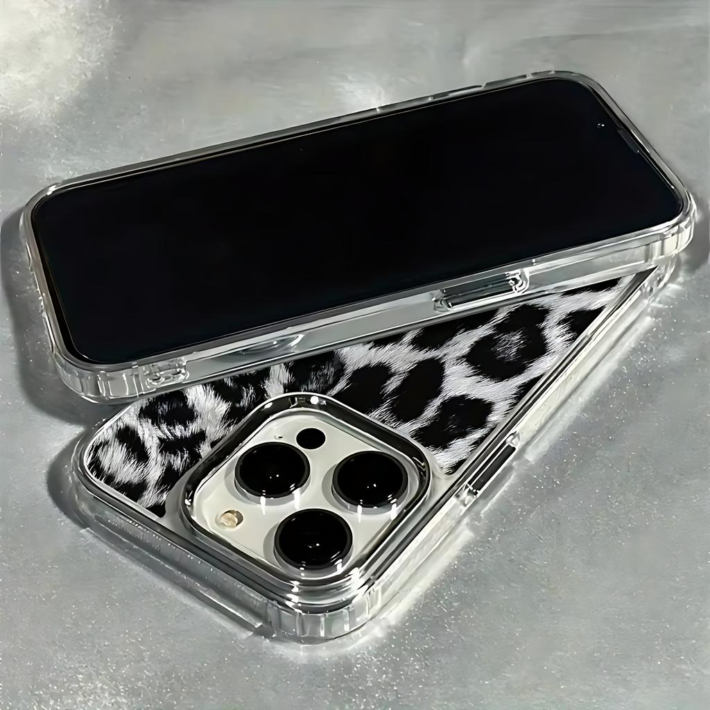 Black Leopard Print Clear Phone Case For iPhone 17 16e 16 15 14 13 12 11 Mini Pro Max X XR XSMAX 8 7 Air Plus Transparent Cover
