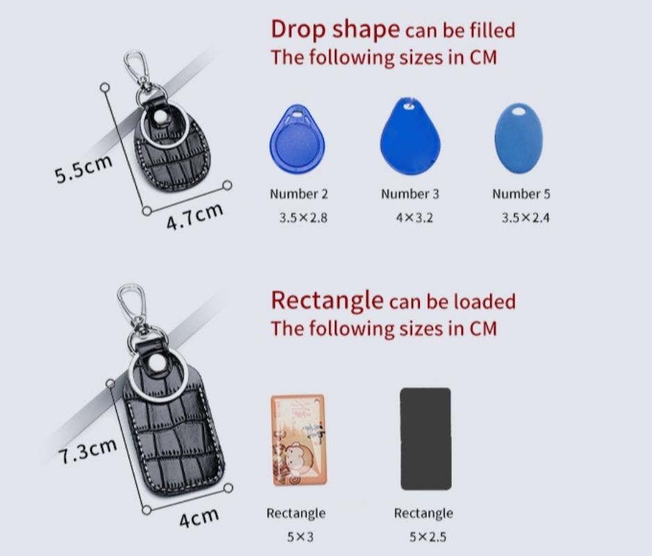 Leather Keychain Card Cover For Alarm Tag Intercom Key Access Entry Card Set Car Key Protector Card Tracker