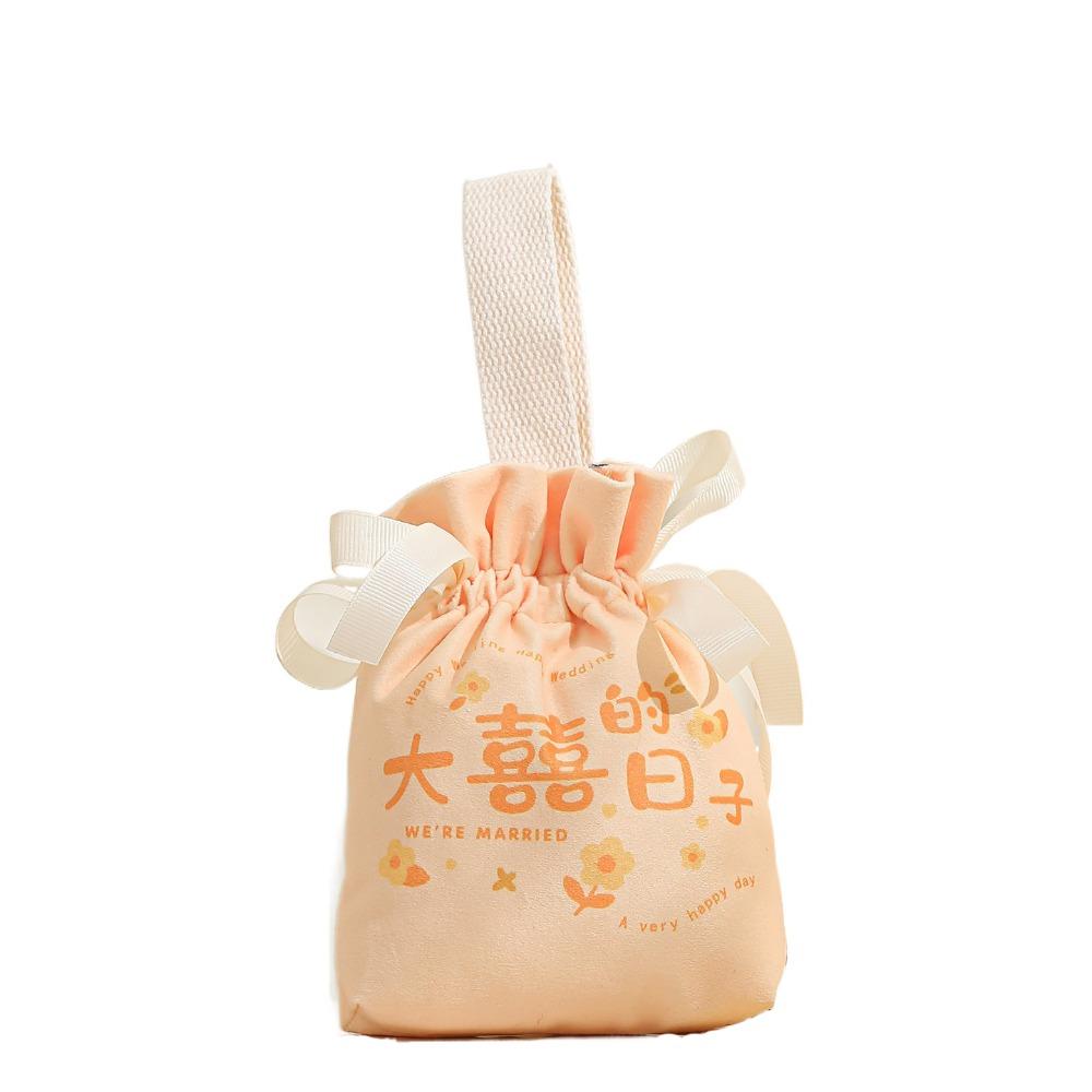 Traditional Canvas Wedding Candy Bag Tassels Drawstring New Year Gifts Bag Spring Festival Flower Chinese Style Handbag Party