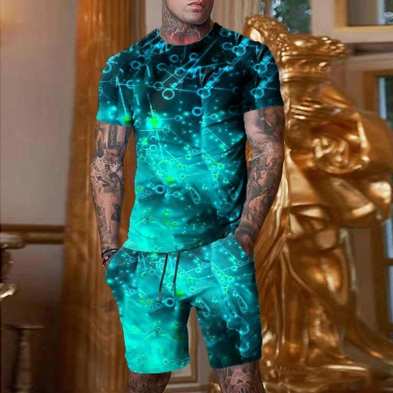 Men's Fashion Elegant Summer Casual Suit Oversized Men's Top Y2K Style Breathable Fresh Short Sleeve Printed 3D Poker Pattern