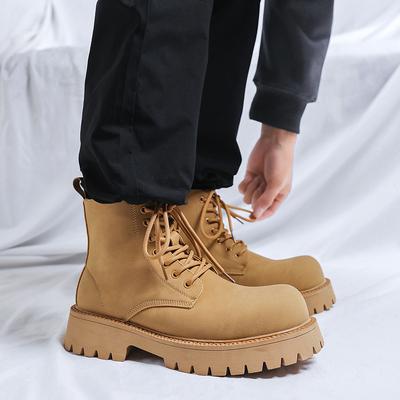 Ανδρικές casual μπότες εργασίας με μεγάλο μέγεθος, αυθεντικά δερμάτινα παπούτσια, cowboy, πλατφόρμα, μποτάκι ερήμου, εξωτερικού χώρου, φθινόπωρο, χειμώνας, αστραγάλου, μπότες