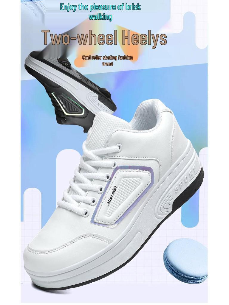 Kids' and Adults' Double Wheel Roller Skates with Flying Shoelace - Boys' and Girls' Running Shoes