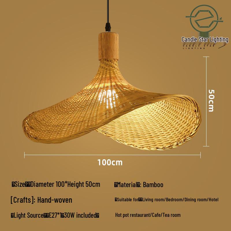 Zen Style Bamboo Rattan Pendant Light for Tea Rooms and Restaurants