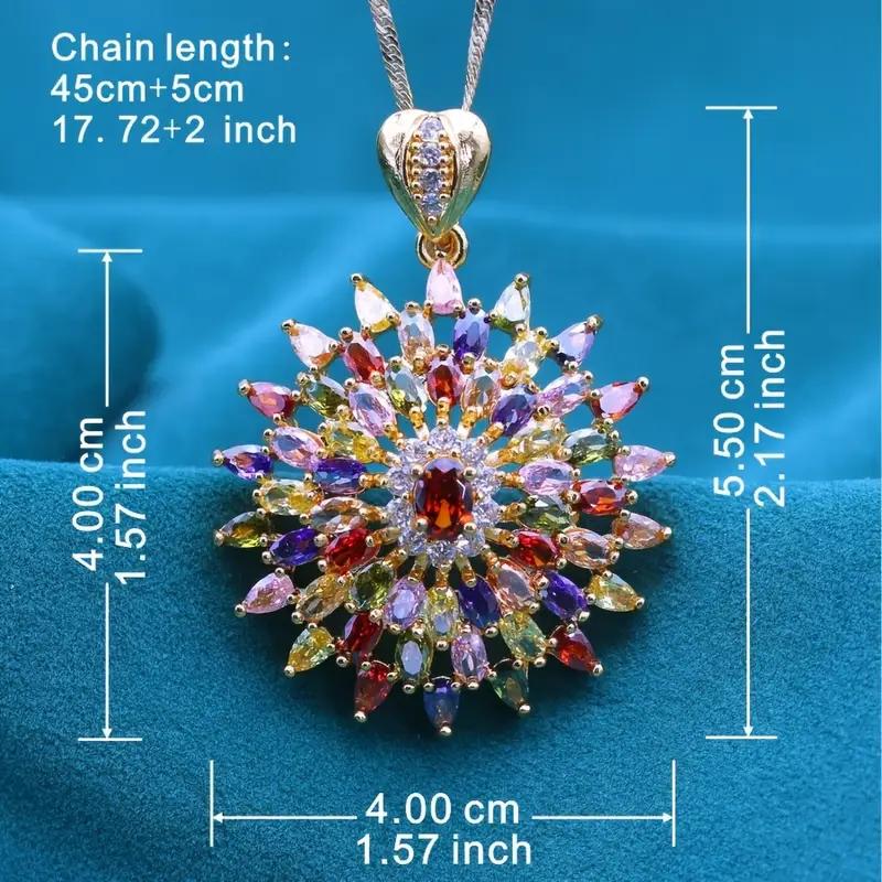 Pendant Necklace  Multicolored With Cubic Zirconia Luxurious And Creatively Retro Piece Is Ideal For Weddings Valentine'S Day