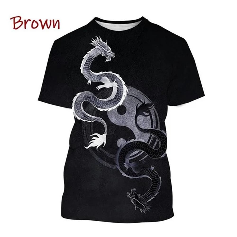 Bagua Tai Chi Yin Yang Koi Dragons T-Shirts Men's Unisex Streetwear Cool Short Sleeve Tops Causal 3D Print T Shirt Men Clothing