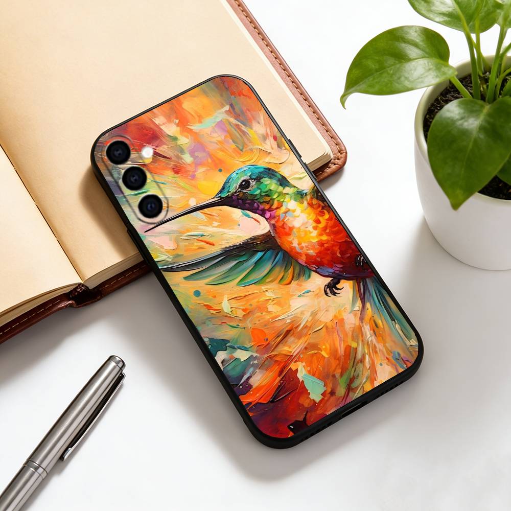 Colorful Bird Hummingbird Phone Case For Samsung Galaxy A73,A72,A71,A70,A53,A52,A51,Soft Silicone Black Cover
