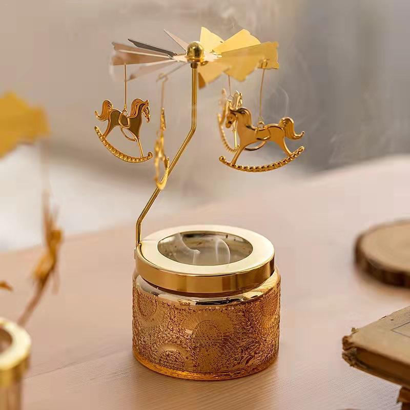 Rotary Carousel Tea Light Candle Holder Revolving Lantern Romantic Candlelight Dinner Ornaments For Girls As Gifts Banquet Decor