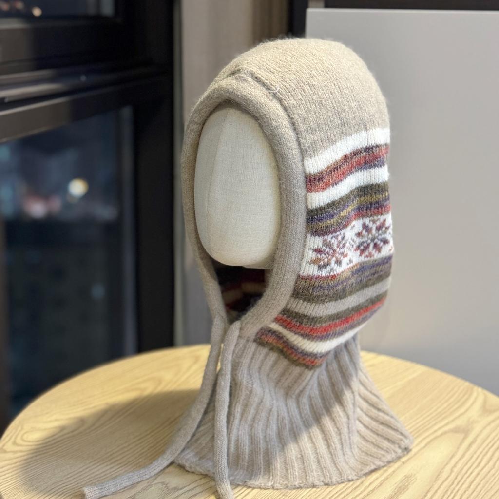 New Scarf Hat Integrated Knitted Hat for Men and Women Warm Ear Protection Lei Feng Hat Autumn and Winter Balaclava Woolen Hat