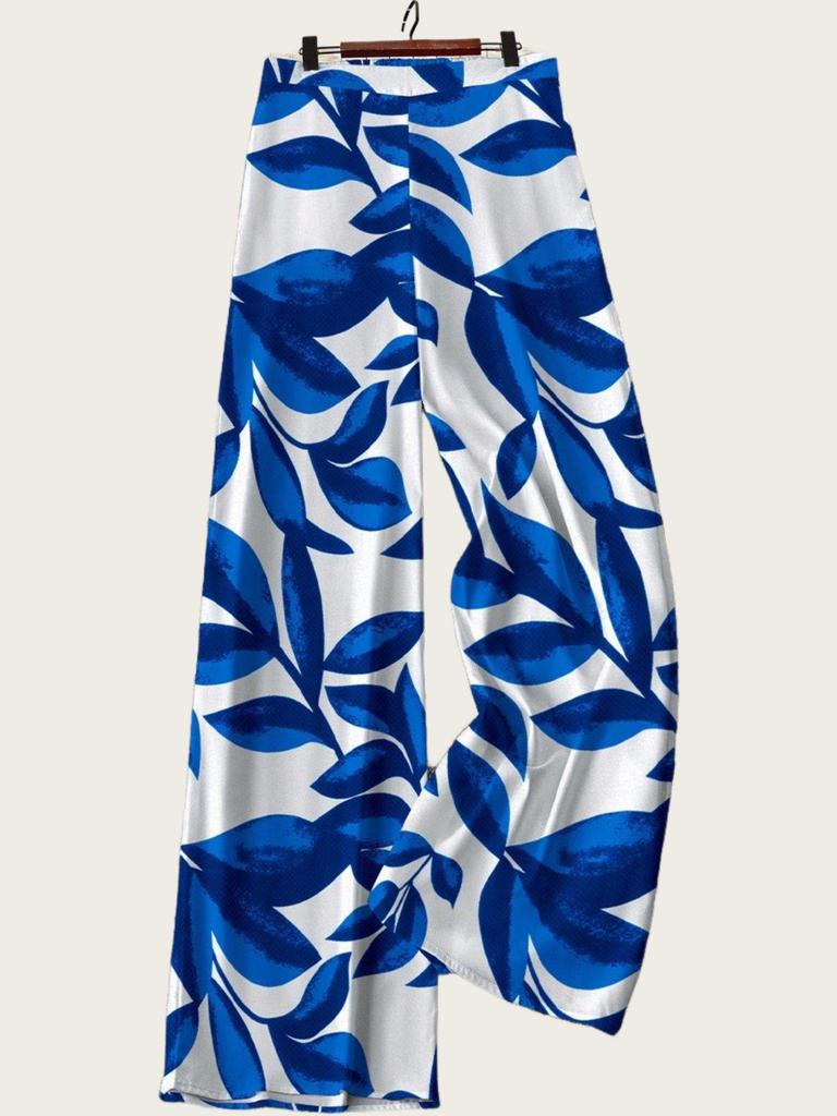 Pantaloni Imprimați cu Talie Înaltă și Croială Largă pentru Femei Mărimi Mari 2025 - Modă Europeană și Americană Transfrontalieră