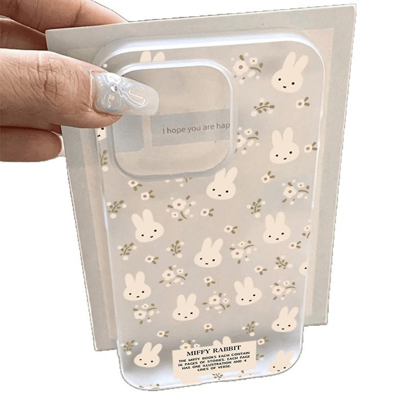 Pink Floral Rabbit for IPhone17 for Apple 16 Women's Mobile Phone Case 15promax Cartoon 14 Transparent 12