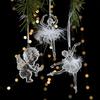 Crystal Clear Christmas Ornament Sparkly Tree/Ballerina/Bow/Star Christmas Hanging Decoration for Bedroom Living Room Farmhouse Holiday Home Decor
