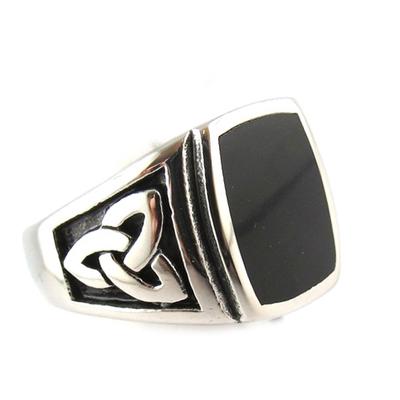 Designerring 'Thorgal' schwarz silber - 17x14 mm