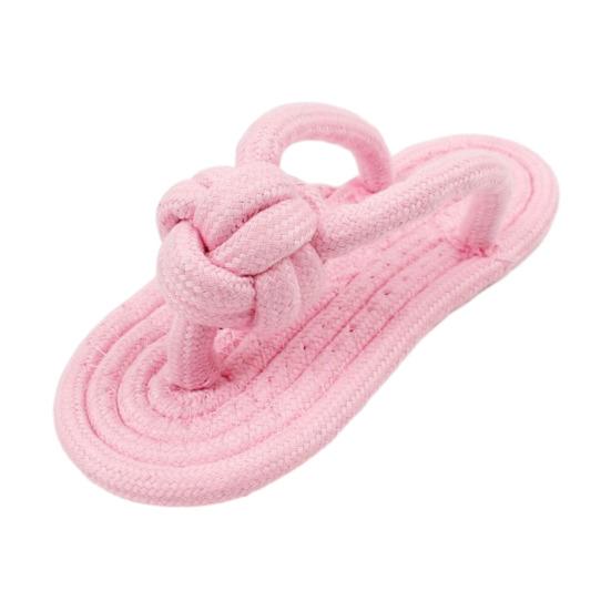 

Мотузяний Шльопанець Іграшка для Домашніх Тварин Бавовняна Мотузка Іграшка-Гризун для Собак Форма Шльопанця Іграшка для Прорізування Зубів Цуценят для Чищення Зубів Собак та Зняття Нудьги рожевий