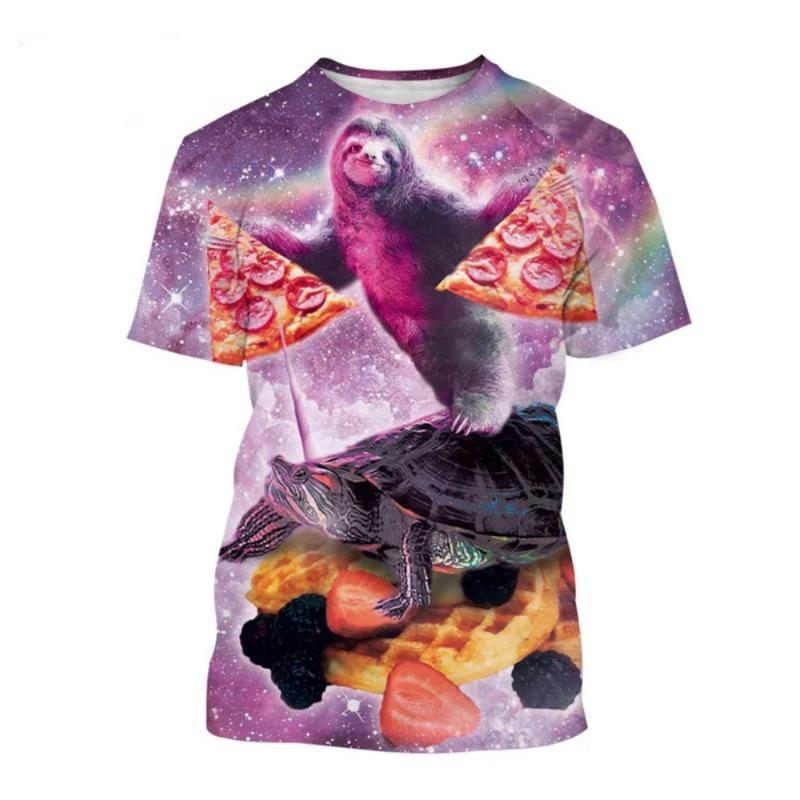 Hengyuan31 Heren T-shirt Grappig Dierenpatroon Korte Mouw Schattige Print Casual T-shirt Ronde Hals Top Street Fashion Zomer Herenkleding 4XL