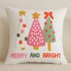 New Christmas Gingerbread Embroidered Cushion Cover 45X45Cm Christmas Festive Pillow Cover New Year'S Home Gift Cotton Canvas