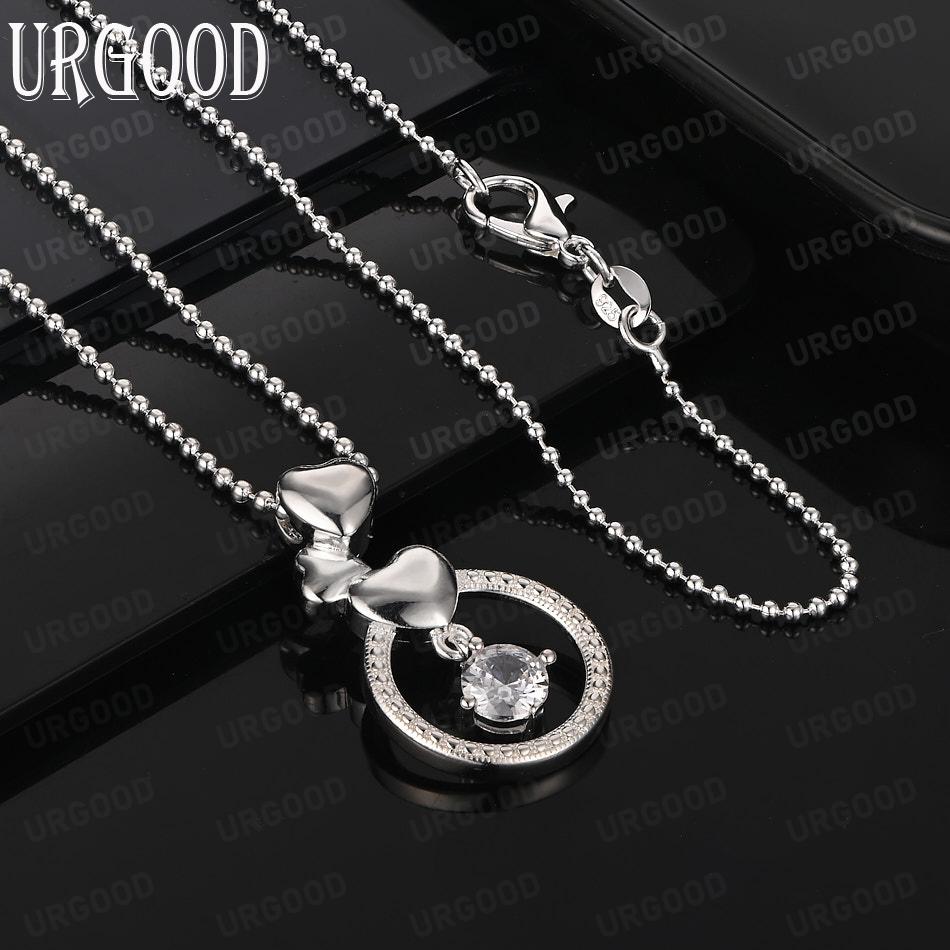 925 Sterling Silver Fashion AAA Zircon Heart Pendant Necklace Wedding Jewelry