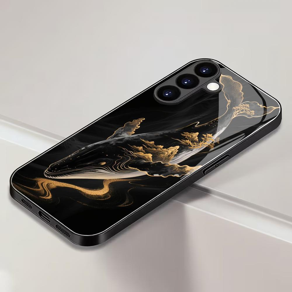 Ozean Wal Gehärtetes Glas Handyhülle Geeignet für Samsung Galaxy S26 S25 S24 S23 S22 S20 FE/Ultra/Plus5G Anti-Drop Rückseite