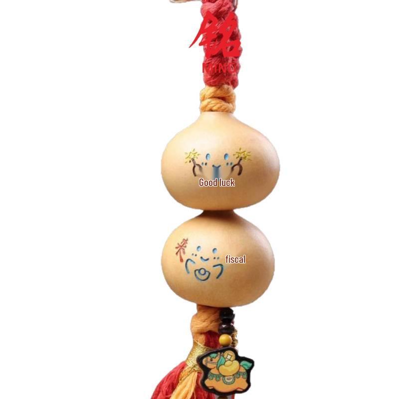 Sandalwood Zodiac Horse Gourd Pendant: Hand-Carved & Painted New Year Gift