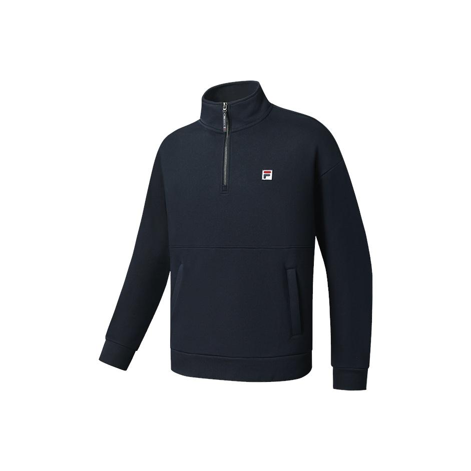 

Fila Теннисный повседневный американский трикотажный свитшот с воротником-стойкой и молнией до середины груди для мужчин, небесно-голубой A11M543206FBU XL