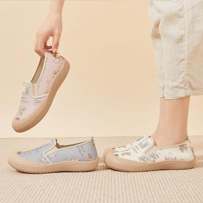 Women's Slip Ons Canvas Lightweight Flats Sneakers Casual Loafers Comfortable Travel Shoes for Women Breathable Walking Shoes Painted Dress Shoes