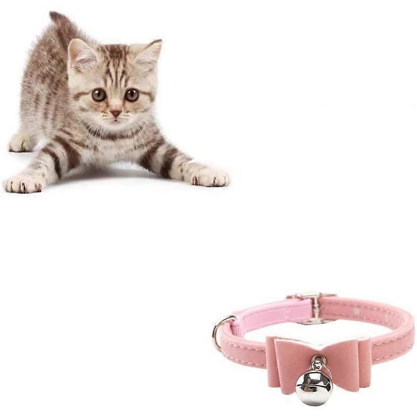 Puppy Kitten Bell Collar Velvet Bow tie pet Fashion Necked Bell Attached Safety Bowtie Pink