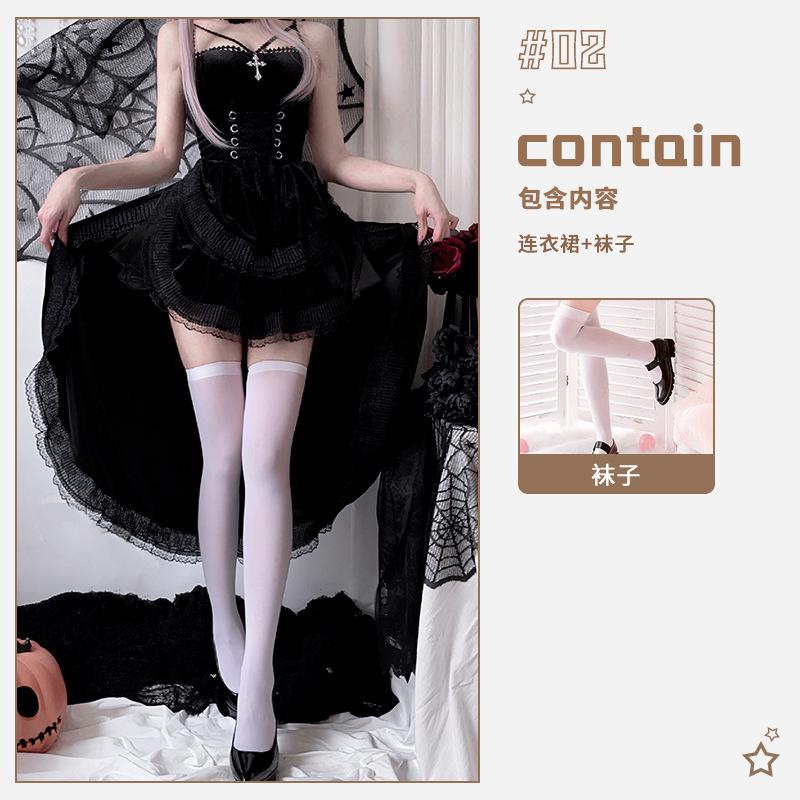 Dark Gothic Halloween Costume Ladies Dress Dovetail Witch Vampire Bride Show Costume