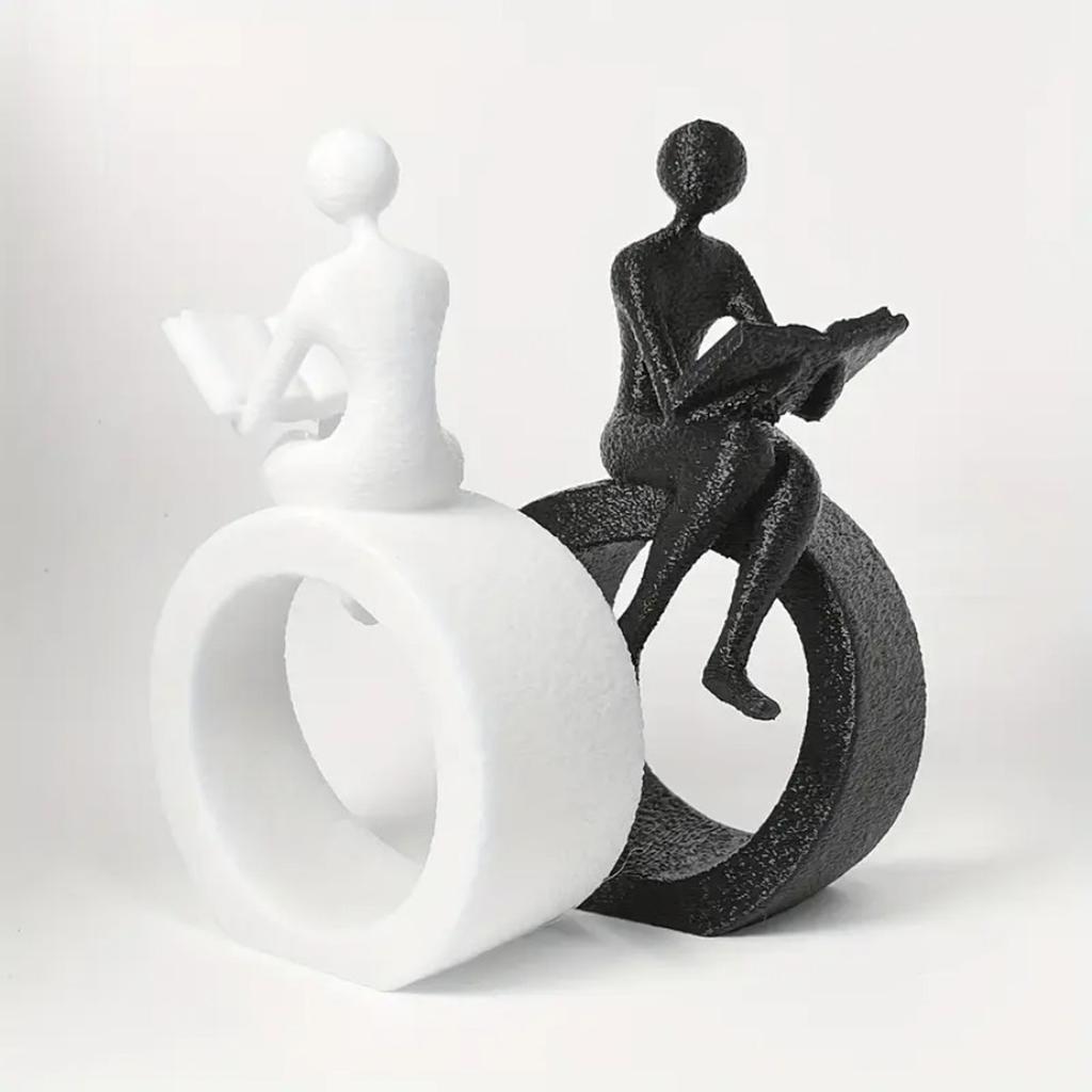 Plastic Reading Statue Modern Abstract Art Sculptures Collectibles Figurines Bookshelf Decors Accents for Home Decors
