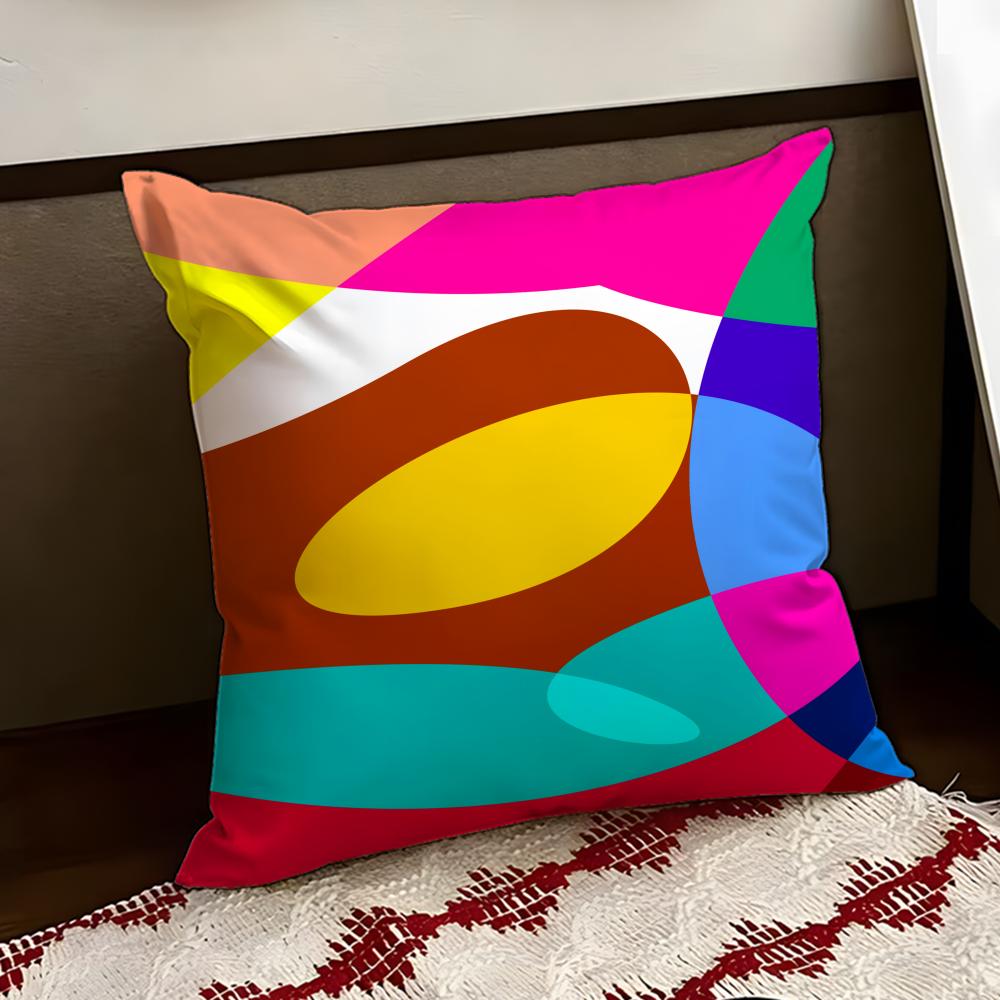 Abstract Curve Colors Cushion Cover Reversible Soft Durable Pillow Cover Home  Car MultiScene Use for Daily Comfort