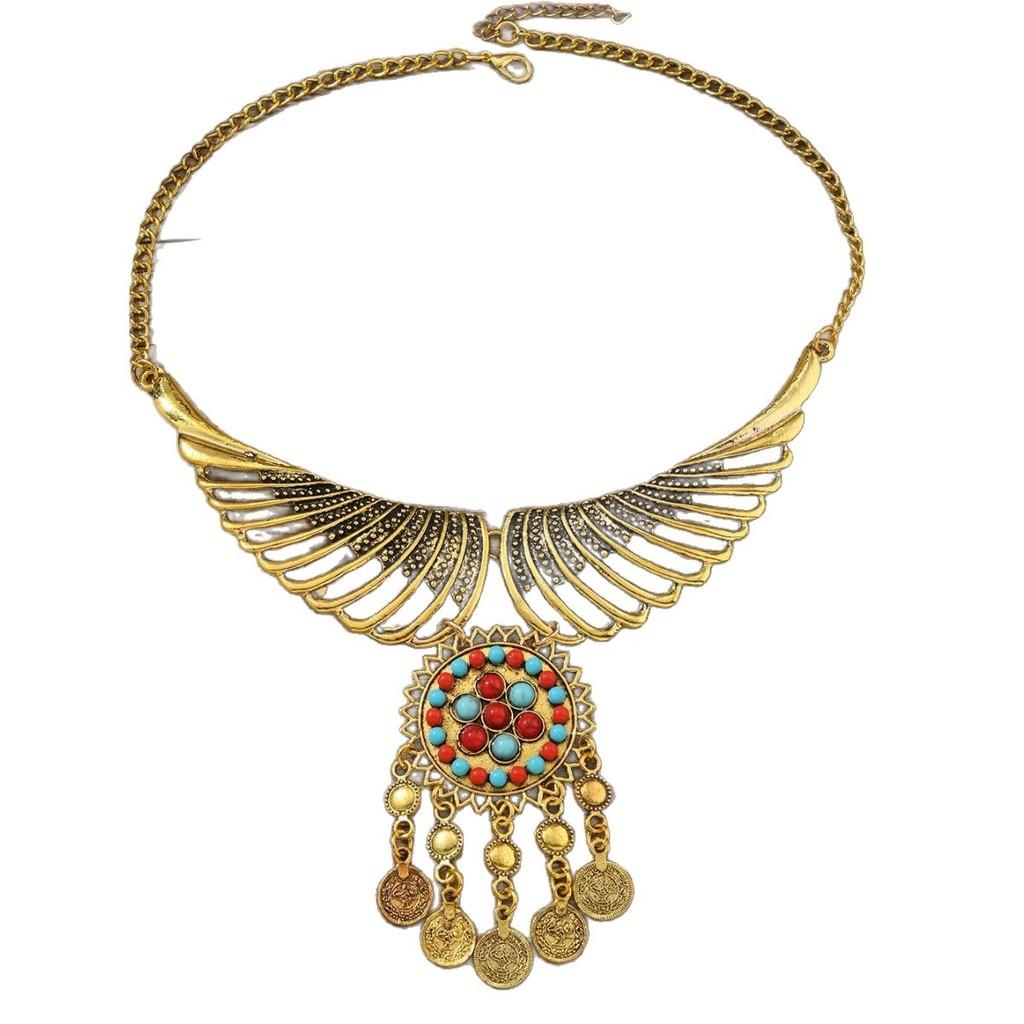 Retro Boho Chic Angel Wing Necklace With Alloy Pendant And Multilayer Chain For Unisex Style