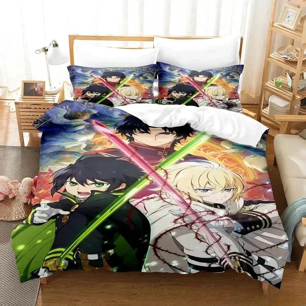Fashion Seraph of the End Bedding Set Printed With Pillowcase Duvet Cover Soft Queen King Size Bedclothes Home Adult Kid Bedroom