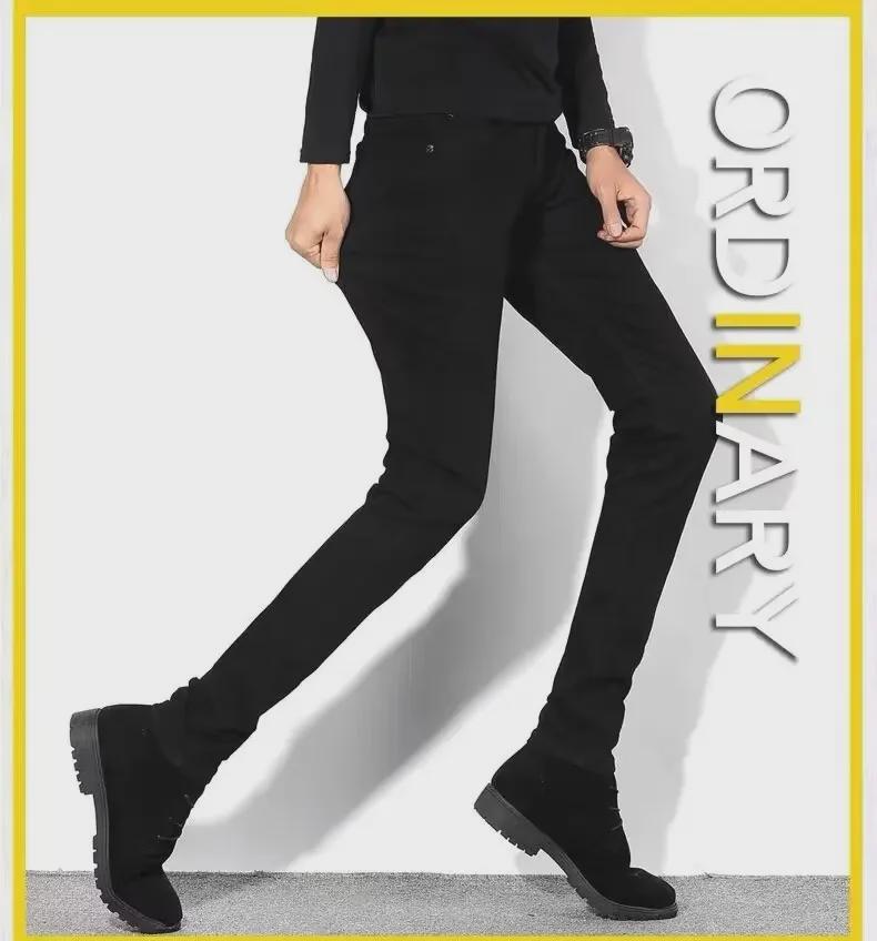 Men's Pure Black Stretch Straight Jeans