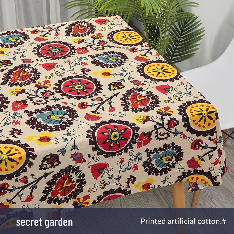 Ethnic Style Cotton Linen Fabric – Lijiang Yunnan Print for Tablecloths, Clothing, Curtains, and Bags