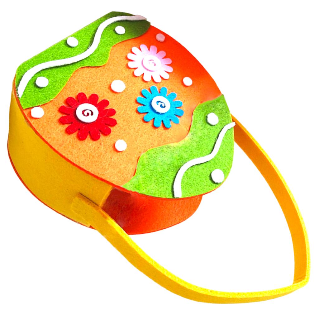 Felt Basket for Kids and Family Holiday Decoration Gift Bag with Carrying Handle Candy Bucket Easters Accessories