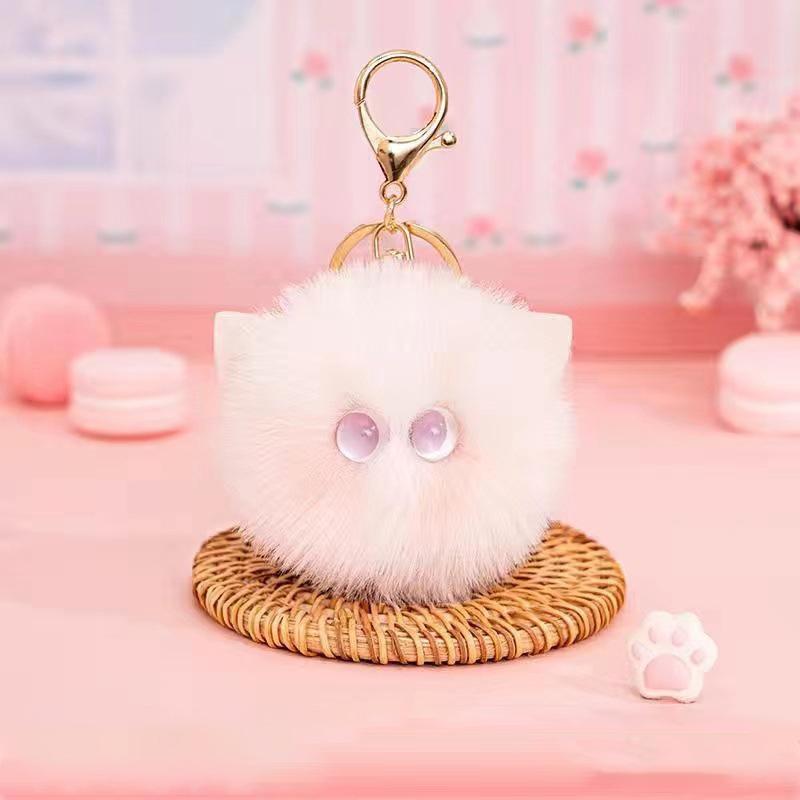 Lovely Cartoon Cat Pendant Keychain for Children Cute Plush Kitten Animal Keyring Llaveros