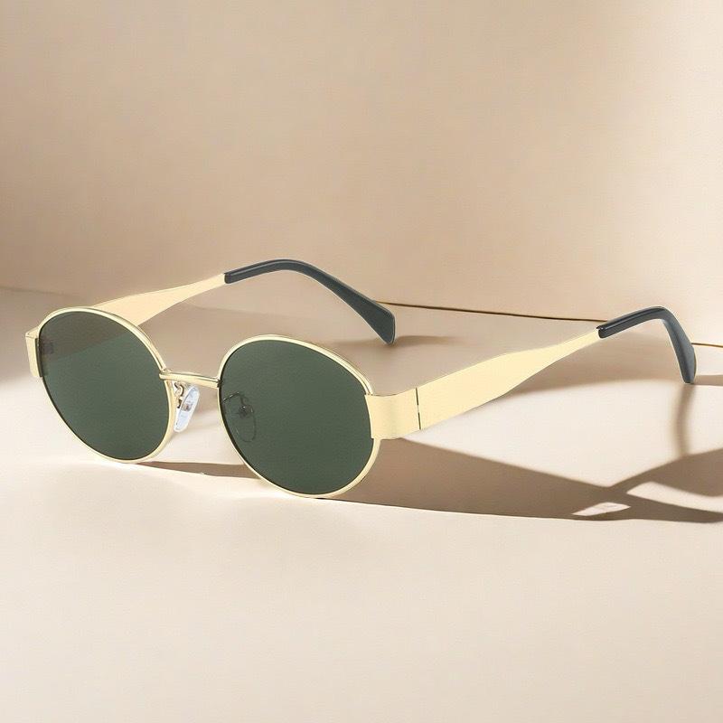 Sunglasses Women'S High Quality, Metal Oval Frame Sunglasses Tide Ins Style Personality Hip Hop Sunscreen Sunglasses