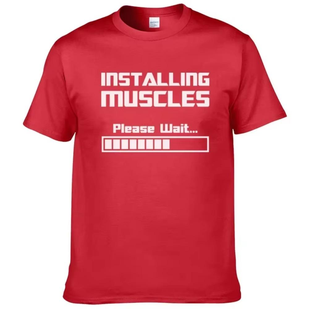 Summer T-shirt, Please Wait for Loading. Funny Printed T-shirt for Men, European Size Pure Cotton Short-sleeved Cool T-shirt.