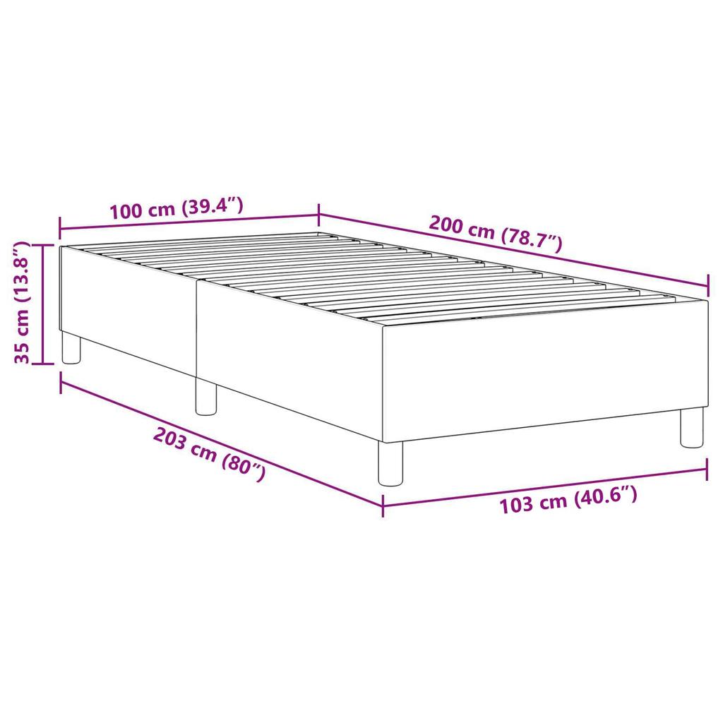 Platform Bed Frame Cream 100 x 200 cm Corduroy Fabric