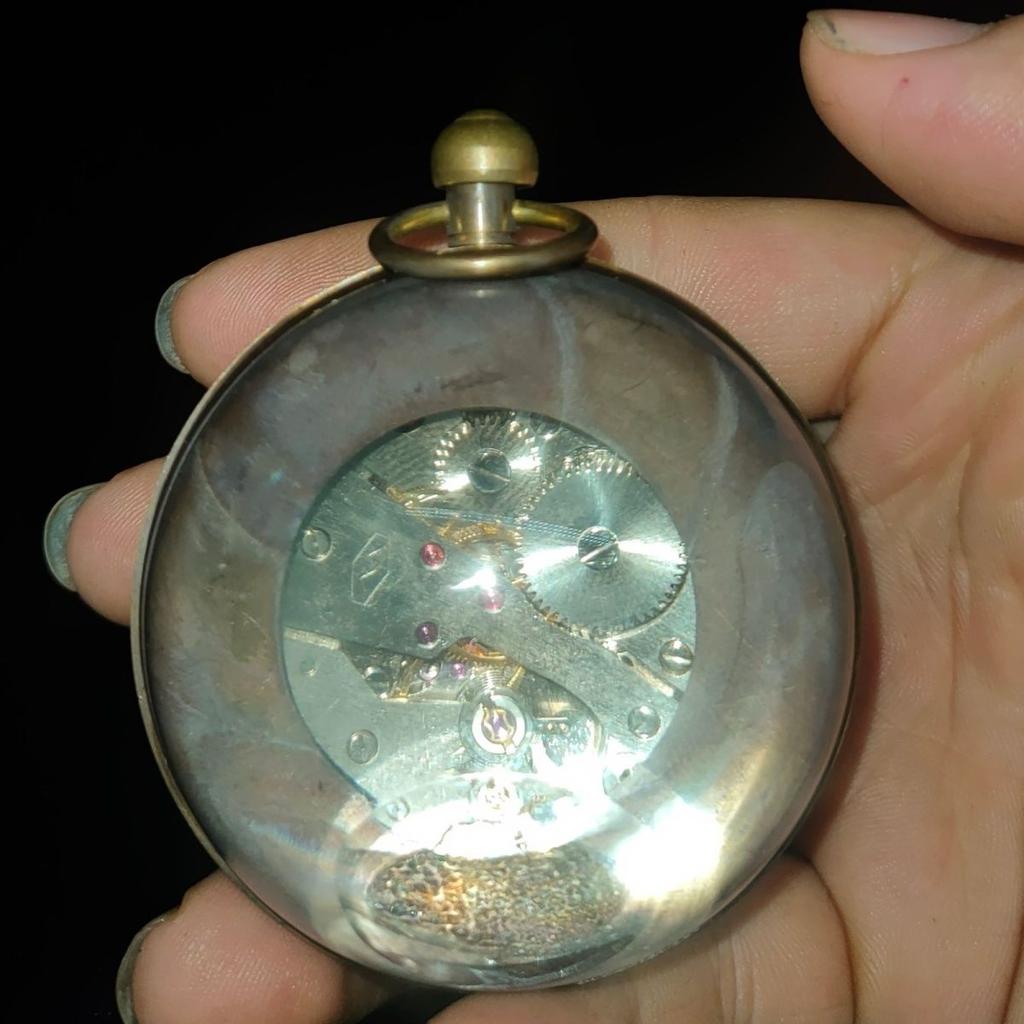 Retro Klokke 5cm Messing Glasskule Mekanisk Antikk Romersk Borddekorasjon Ornamenter