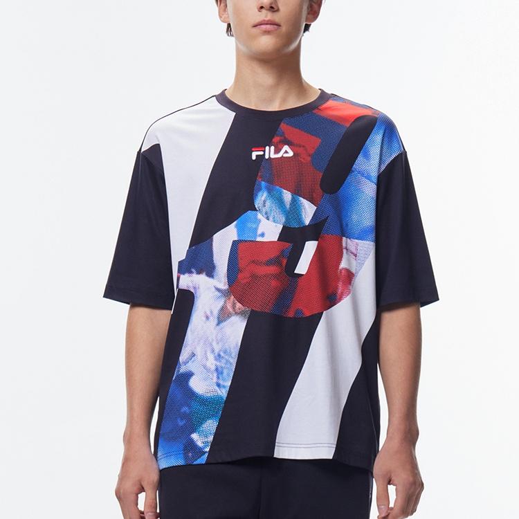 FILA T Shirts Men's Legend Blue Crew Neck Moderate Straight Fit F11M138101F-NV